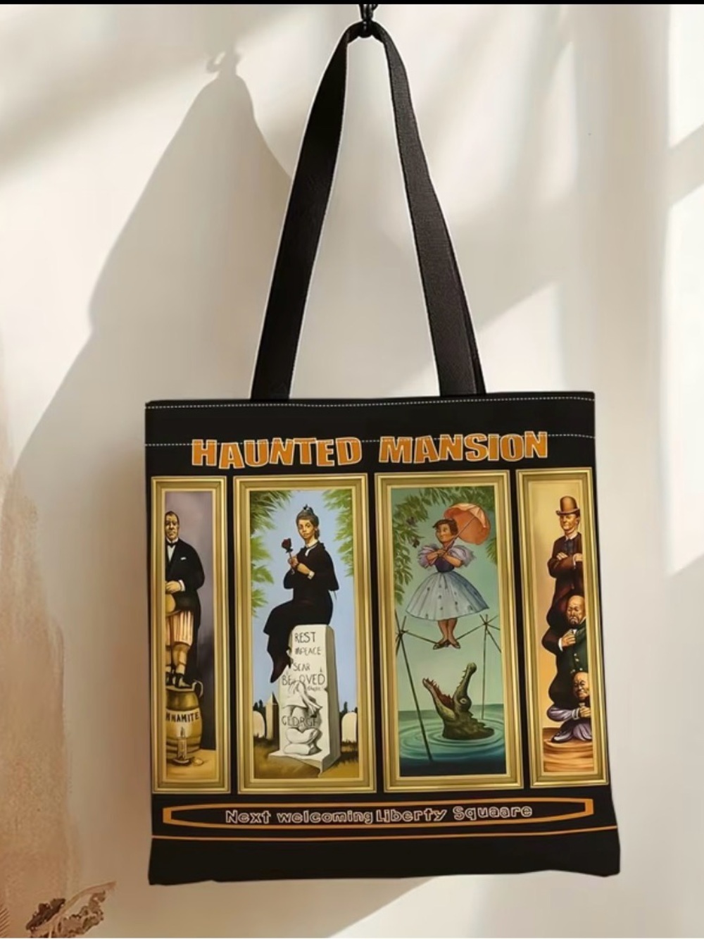 NWT-Disney Haunted Mansion 15.7” x 13.8” Dual-Sided Print Unlined Tote Bag